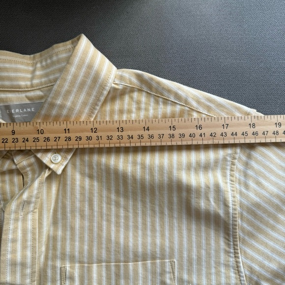 Everlane Striped Yellow Button Down Organic Cotton Long Sleeve Shirt SZ L/T - Picture 8 of 14